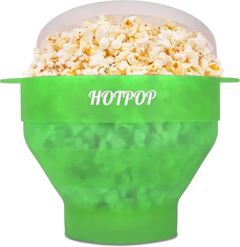 Vista 9 de El Hotpop Original - Palomitero para microondas, Popcorn, contenedor de silicona para hacer palomitas de maíz, cuenco plegable sin BPA y apto