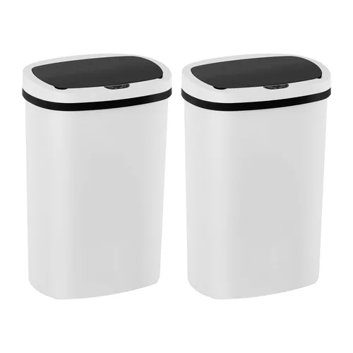 Vista 13 de PayLessHere Bote de basura de plástico de 13 galones Negro Tapa automática sin contacto con sensor de movimiento Bote de basura de cocina