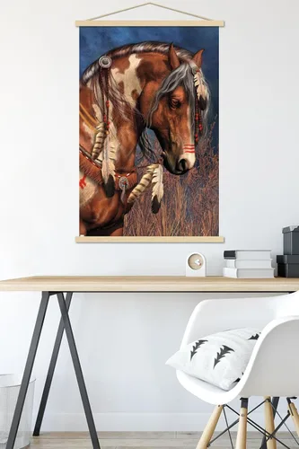 Vista 5 de Trends International Laurie Prindle - Póster de pared de poni de guerra, 22.37 x 34.00 pulgadas, paquete de impresión premium y colgador de madera