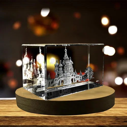 Vista 2 de Recuerdo de recuerdo de cristal grabado en 3D de la catedral de San Basilio (XXL)