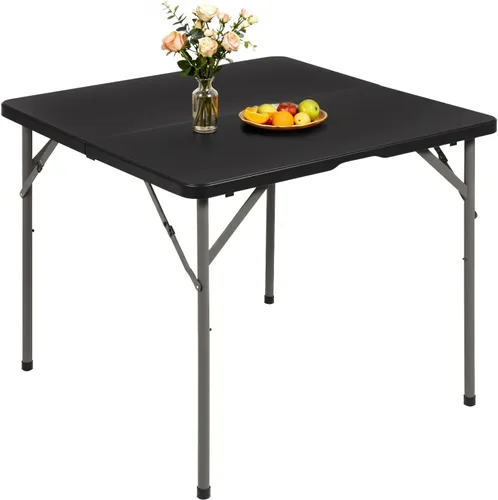 Vista 14 de PayLessHere Mesa plegable de 4 pies Mesa portátil de plástico con asa de transporte Diseño de mesa impermeable y plegable Estructura de Negro