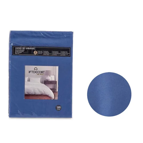 Vista 2 de Juego de Sábanas Gift Decor Azul Cama de 135 3 Piezas