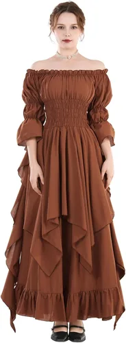 Vista 14 de Vestido renacentista para mujer, vestido victoriano, vestido de novia de Beige