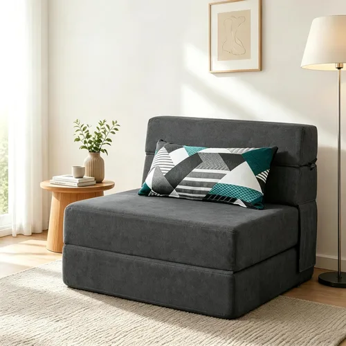 Vista 10 de ANONER Sofá cama plegable de espuma viscoelástica con almohada, tamaño Verde oscuro