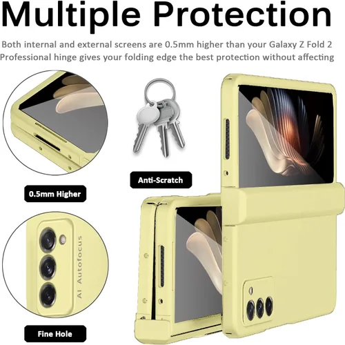 Vista 4 de Miimall Funda compatible con Samsung Galaxy Z Fold 2 con protector de vidrio duro todo incluido, antihuellas, a prueba de golpes, con bisagra