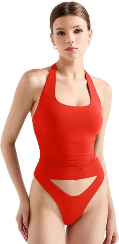 Vista 10 de SUUKSESS Camisetas sin Mangas para Mujer con Cuello Halter Forro Doble Sin Espalda Y2K Modernas para Salir Aguamarina