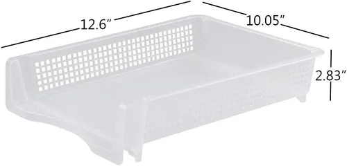 Vista 2 de 6 paquetes de bandejas de papel apilables A4, bandeja de plástico transparente para cartas de escritorio