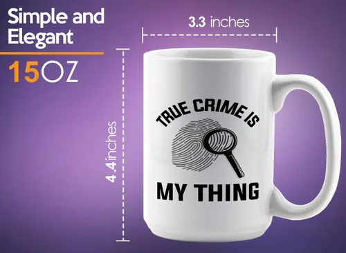 Vista 6 de Taza de café detective de 15 onzas, color blanco - TRUE crime is - oficial de policía patrulla policía Detective Sheriff Police Enforcement Police