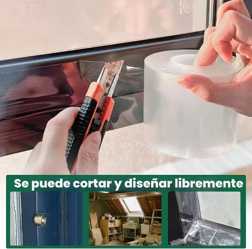Vista 7 de Cinta de sellado de ventana y CA para aislamiento de tiro de marco, 20 mil, 2 pulgadas x 33 pies Transparente y grueso