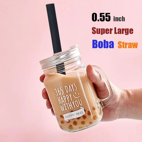 Vista 3 de ALINK Pajitas Boba de silicona reutilizables, pajitas extragrandes para batidos de té de burbujas para reventar perlas de tapioca, paquete de 4