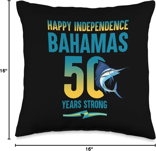 Vista 4 de Moodies Bahamas Independence 50th Celebration Golden Jubilee - Almohada de 16 x 16 pulgadas, multicolor