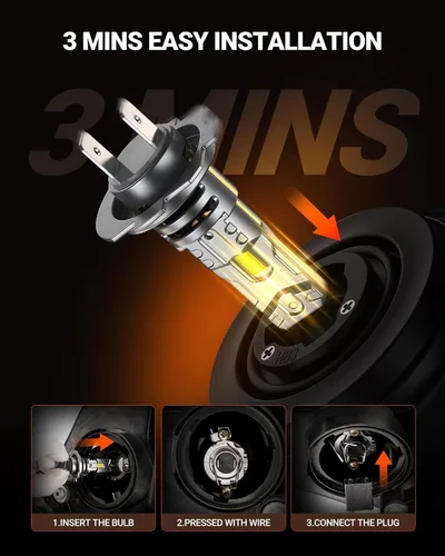 Vista 4 de SEALIGHT H1 H7 LED Bulbs Combo for BMW X5 2005-2013, 180,000LM Super Bright 6500K Cool White, 1:1 Mini Size H7 H1 Light Bulbs, Dual Copper Cooling