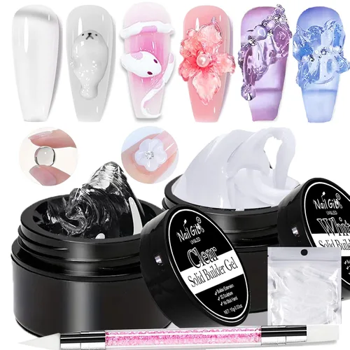 Vista 10 de NAILGIL - Gel 3D para arte de uñas, sin hemas, 3.53 oz de gel sólido constructor para esculpir las manos no pegajosas para extensiones, modelado