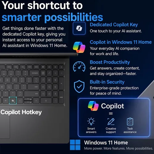 Vista 6 de Laptop Dell 15.6 Plus con pantalla táctil, Intel Ultra 7, RAM DDR5 de 16 GB, SSD de 512 GB