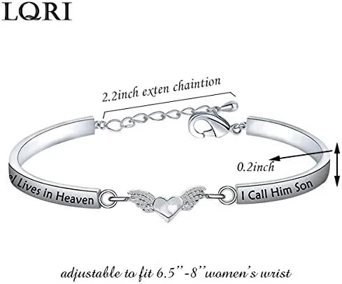Vista 5 de LQRI Pulsera conmemorativa para la pérdida de un miembro de la familia, regalo My Guardian Angel Lives in Heaven I Call HimHer Grandpa Son Grandma