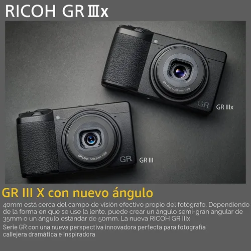Vista 3 de Ricoh GR IIIx, Negro, Cámara digital compacta con sensor CMOS de tamaño APS-C de 24MP, lente GR de 40mmF2.8 (en formato de 35mm)