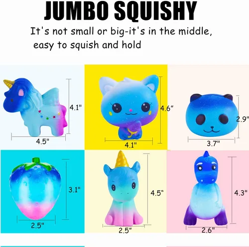 Vista 6 de Juguetes esponjosos de animales de levantamiento lento, juguetes esponjosos de unicornio y galaxia, regalos de fiesta, bolsas de premio de clase