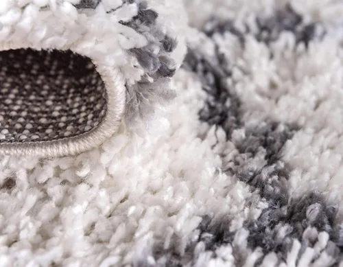 Vista 6 de Unique Loom Hygge Shag Collection - Alfombra de área enrejado (2 pies 2 pulgadas x 3 pies, rectangular, marfil / gris)