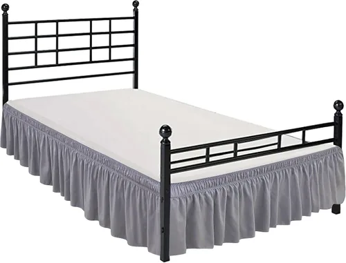 Vista 67 de Biscaynebay Faldas de cama envolventes con esquinas divididas para camas Twin/Twin XL de 15 pulgadas de caída, volantes de polvo elásticos Negro