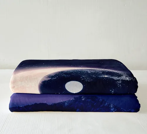 Vista 4 de Yin Yang - Manta de vellón para sofá o cama, diseño de cielo estrellado de galaxia, manta de felpa decorativa de cielo nocturno oscuro, manta Sherpa