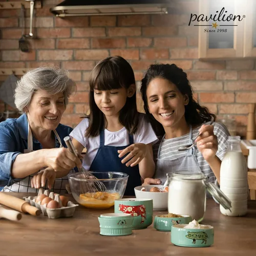 Vista 7 de Pavilion Gift Company - 'Live Simply Bee, Chicken, Pig, and Cow' - Juego de tazas medidoras de gres de 4 piezas, utensilios de cocina resistentes