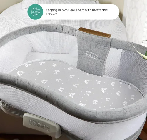 Vista 5 de TansyPanda - Sábanas de moisés Halo para BassiNest Luxe giratorias, calmantes, giratorias, lite, Essential Sleeper, paquete de 3, 33 x 17 pulgadas