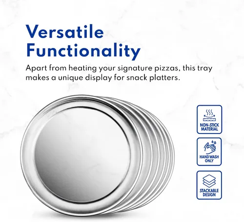 Vista 3 de New Star Foodservice 50868 Bandeja/Sartén para pizza, con borde ancho, de aluminio, 20.3 cm, paquete de 6