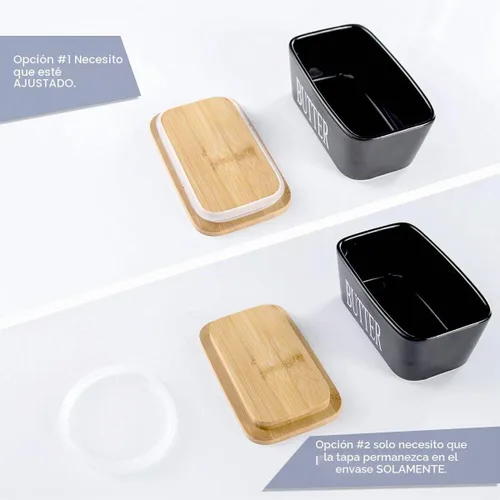 Vista 7 de Hasense Mantequillera con Tapa, Plato de Mantequilla de Cerámica con Cuchillo para Encimera, Recipiente Hermético Cubierto para Mantener Negro