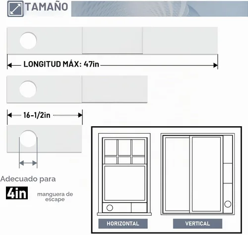 Vista 2 de Flamorrow Kit de ventana de ventilación para secadora, kit de ventilación de ventana para manguera de ventilación de secadora con 4 pulgadas