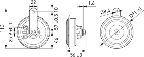 Vista 5 de HELLA 011225871 - Kit de bocinas de disco negras BX de 92 mm, 12 V (ajuste universal)