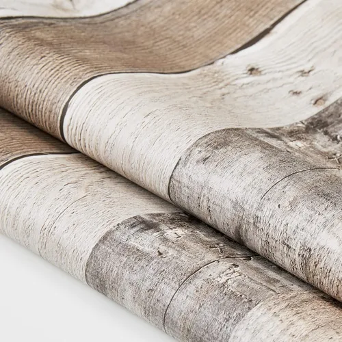 Vista 4 de Yun-aeon Papel de Contacto de Madera Natural Gris Madera Papel Tapiz Despegar y Pegar 17.3" x 80" Autoadhesivo Removible Vintage Imitación Madera