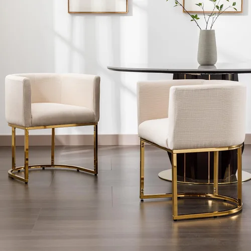 Vista 43 de RIVOVA - Silla tapizada para comedor, silla lateral moderna de barril, sillas tapizadas para comedor, silla cómoda para cocina, silla lateral