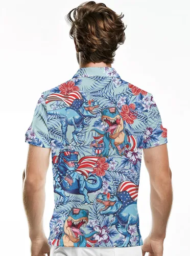 Vista 3 de PAGYMO Golf Shirts for Men Crazy Print Hawaiian Funny Mens Polo Shirt