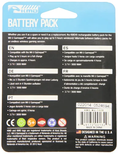 Vista 2 de KMD 3000mAh Rechargeable Battery Pack for Nintendo Wii U Internal Controller