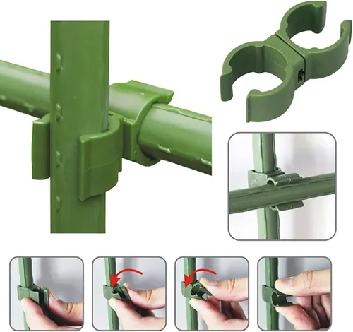 Vista 3 de ZAYI Clip de conector de enrejado ajustable de 0.315 in, accesorios de stent de ratán verde para escalar, conector universal giratorio para plantas