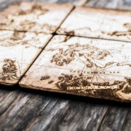 Vista 2 de Coasters - The Known World Wood Coaster Set 4x4in Raw Wood