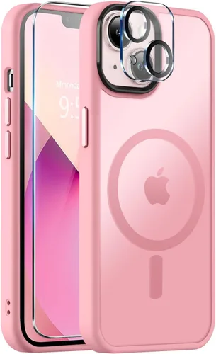 Vista 44 de BossKiss Funda compatible con iPhone 15 Pro, compatible con MagSafe, pantalla y protector de cámara, magnética, translúcida, mate, para mujeres