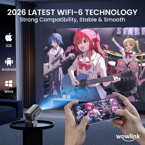 Vista 6 de Proyector [Enfoque automático y aplicaciones nativas y integradas de 1080P] Proyector 4K compatible con corrección automática WiFi 6 Bluetooth 5.4