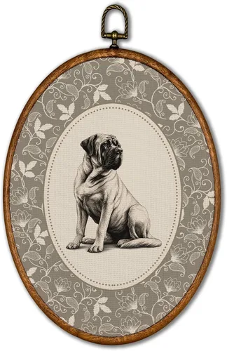 Vista 35 de KSDUT Arte de pared ovalado de perro pastor australiano floral retro de 8.6