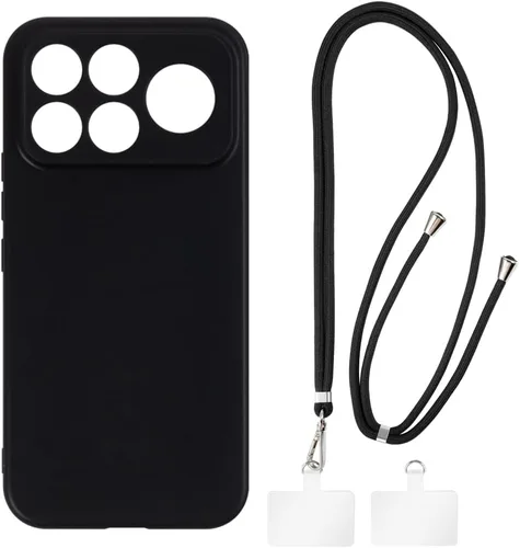 Vista 9 de Funda y cordón para Redmi K100 Pro Max 5G - transparente+negro Juego de 6.9 pulgadas que incluye funda protectora y correa desmontable para el Funda