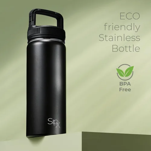 Vista 7 de SIPX™ Botella de Agua Aislada de 18 oz con 3 Tapas – Acero Inoxidable a Prueba de Fugas, Triple Aislamiento – Frío 24 Horas/Caliente 12 Horas