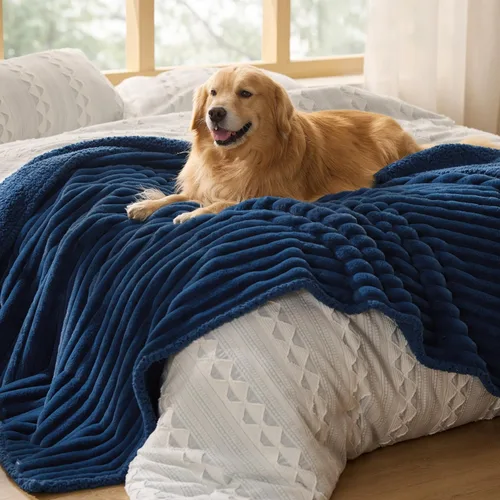 Vista 28 de Bedsure ComfyFleece® - Mantas impermeables para perros pequeños Crema