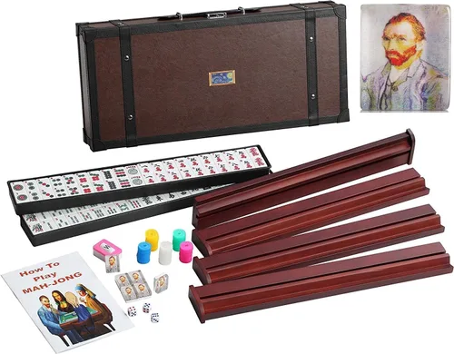 Vista 10 de 166 American Western Mahjong Mah Jongg Set Maleta Edición Limitada Embedded Masterpiece Fondo en Maleta de Cuero Mona Lisa