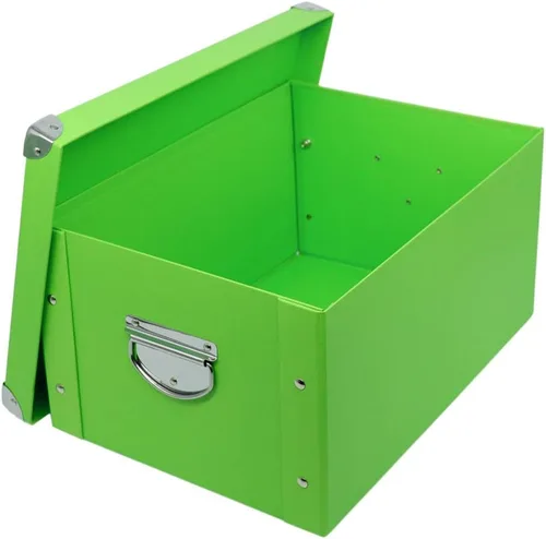 Vista 12 de GUOZI Caja de almacenamiento plegable, caja de memoria decorativa con tapa y esquinas reforzadas de metal, contenedor de archivos de cartón