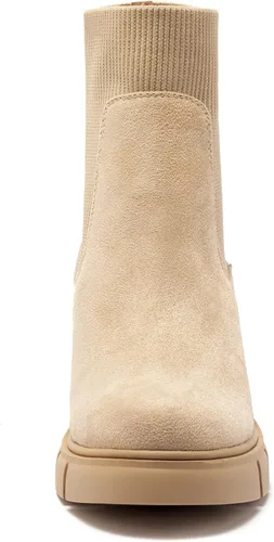 Vista 3 de REDTOP Botas Chelsea elásticas para mujer, tacón grueso, plataforma, suela de lengüeta, botines al tobillo