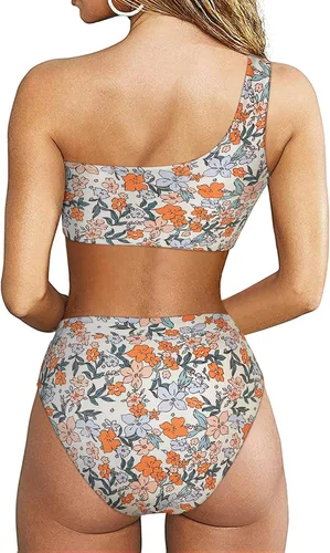 Vista 38 de MOOSLOVER Traje de baño de dos piezas con corte alto y cintura alta para mujer