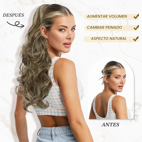 Vista 4 de BARSDAR Extensión de cola de caballo resaltada - 20 pulgadas de extensión de cola de caballo rizada y ondulada con cordón para mujeres - Extensiones