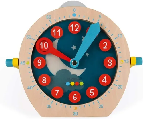 Vista 2 de Janod Aprende a decir la hora - Reloj educativo de madera para enseñanza - A partir de 5 años - J05076