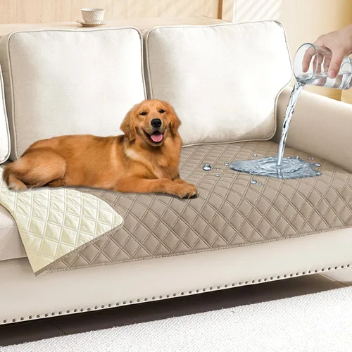 Vista 190 de Smiry Funda Impermeable para Cama de Perro Manta para Mascotas, Manta Suave y Lavable para Perros para Muebles Cama Sofá Sofá Reversible, a Cuadros