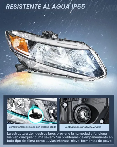 Vista 5 de Nilight Conjunto de faros para Honda Civic Sedán 4 puertas 2012 2013 2014 2015 y Coupe 2 puertas 12 13, Carcasa negra 12 13 Civic Coupé 2 puertas